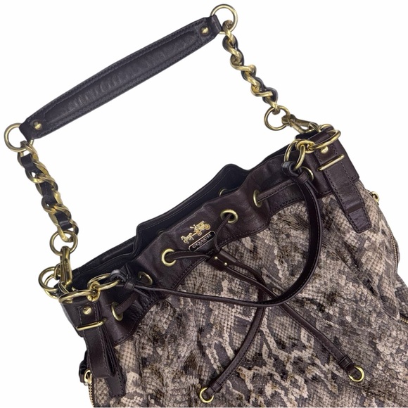 Coach Madison Python Large Marielle Drawstring Shoulder Bucket Bag - Picture 8 of 11